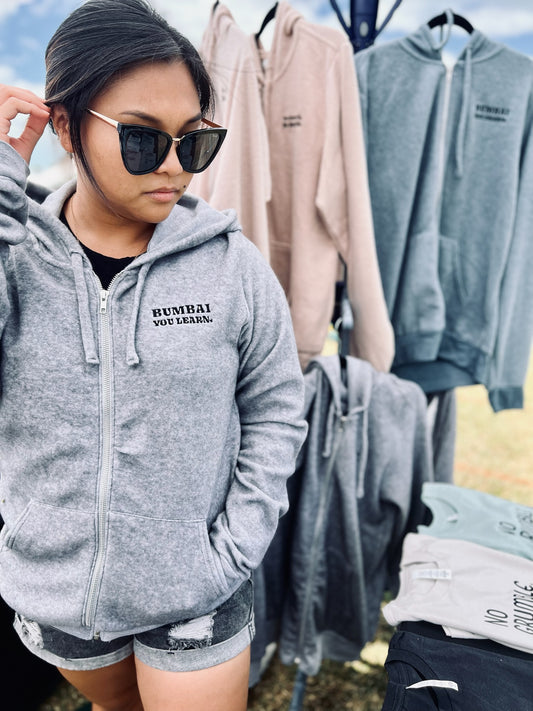 Zipper Up Hoodie Jacket - Bumbai You Learn. (Adult Unisex)