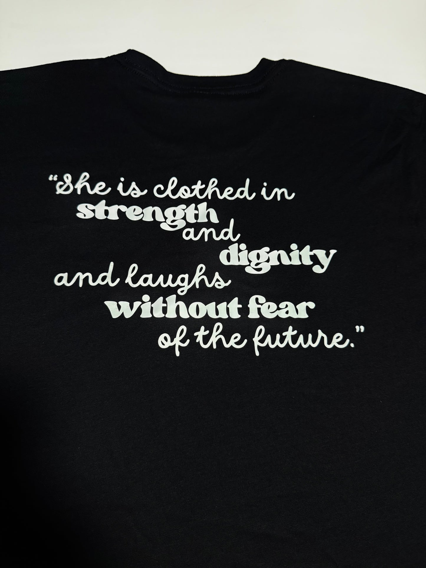 Proverbs 31:25 (Women’s Crop Tee)