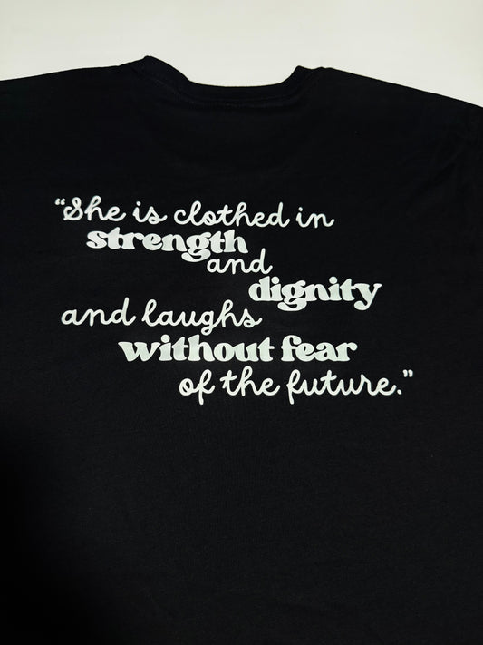 Proverbs 31:25 (Women’s Crop Tee)